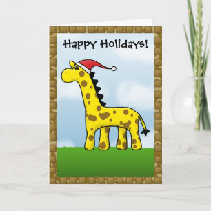 Kawaii Giraffe Christmas Kaart