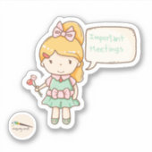Kawaii Girl Belangrijke bijeenkomsten Sticker (Voorkant)