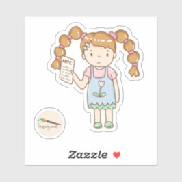 Kawaii Girl met Note Doodle Sticker