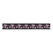 Kawaii Girl PinkP - trendy zwarte roze harten Grosgrain Lint (Voorkant)