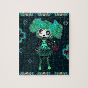 Kawaii Girl PinkyP smaragd Gothloli Legpuzzel