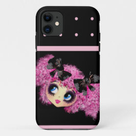 Kawaii Girl PinkyP zwarte roze harten iPhone 11 Hoesje