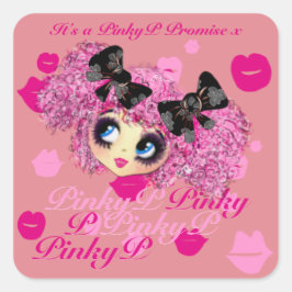 Kawaii Girl Roze Belofte cadeaus voor vrienden Vierkante Sticker