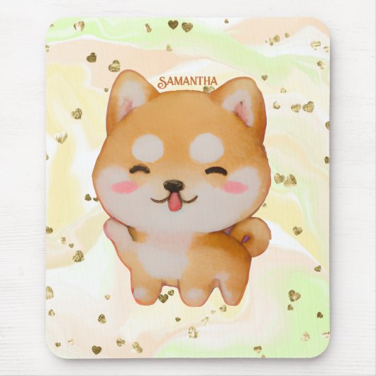 Kawaii glimlachend Cartoon-stijl Shiba Inu Muismat (Voorkant)