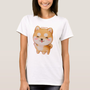 Kawaii glimlachend Cartoon-stijl Shiba Inu T-shirt