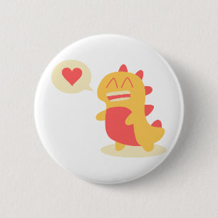 Kawaii glimlachende Dino die over liefde praat Ronde Button 5,7 Cm