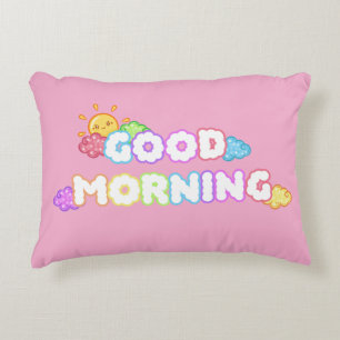 Kawaii Goedemorgen Zon & Regenboog Wolken Accent Kussen