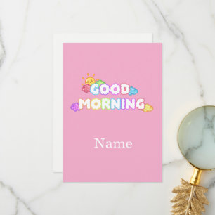 Kawaii Goedemorgen Zon & Regenboog Wolken Bedankkaart