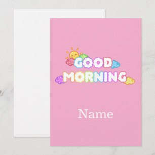 Kawaii Goedemorgen Zon & Regenboog Wolken Kaart