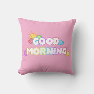 Kawaii Goedemorgen Zon & Regenboog Wolken Kussen
