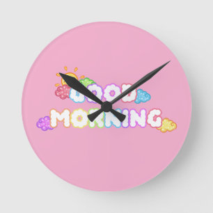 Kawaii Goedemorgen Zon & Regenboog Wolken Ronde Klok