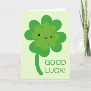 Kawaii Good Luck Vier Leaf Clover Kaart