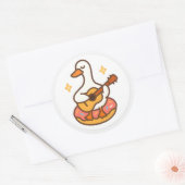 Kawaii Goose Playing Guitar Sticker (Enveloppe)