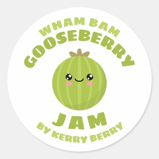 Kawaii Gooseberry Jam Ronde Sticker (Voorkant)