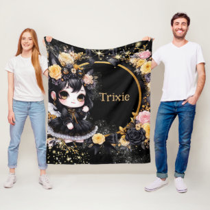 Kawaii Gothic Meisje Custom Decor Gift Gothic Meis Fleece Deken