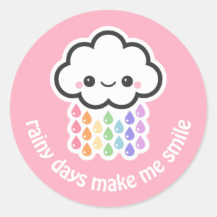 Kawaii Gothic Rainbow Rain Cloud Ronde Sticker