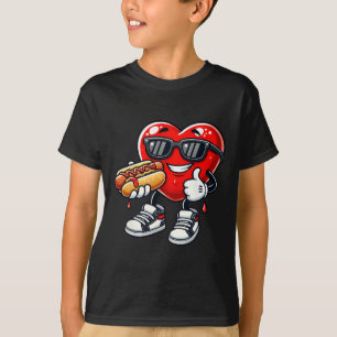 Kawaii Grappige Hart Eet Hot Dog Valentijn Februar T-shirt