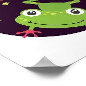 Kawaii grappige kikker glimlachend poster (Hoek)