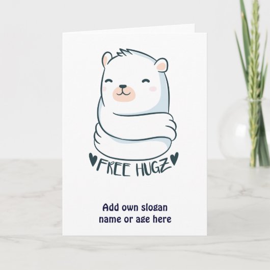Kawaii GRATIS KNUFFELS IJsbeer Wit Schattig Liefde Kaart (Voorkant)