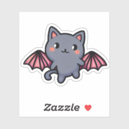Kawaii Gray Bat Cat - Adorable Flying Kitten Sticker