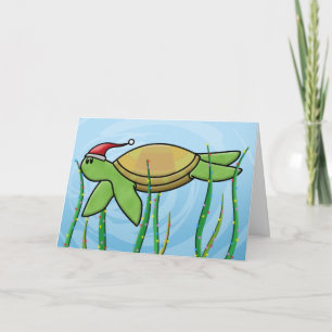 Kawaii Green Zee Turtle kerstkaart Feestdagen Kaart
