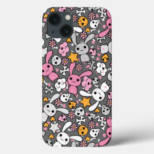 kawaii grijs patroon iPhone 13 hoesje