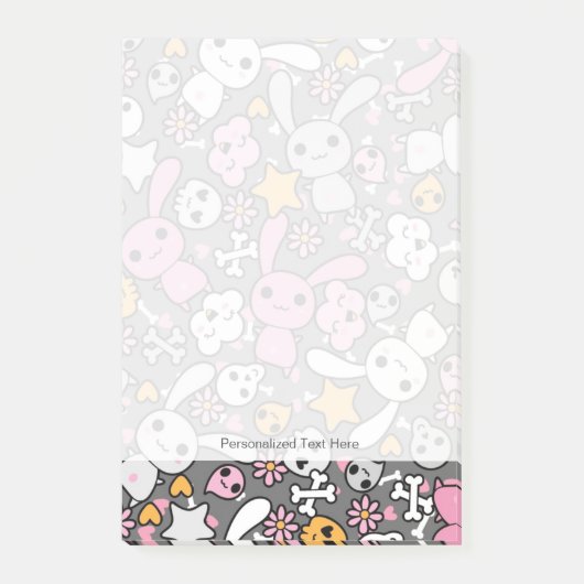 kawaii grijs patroon post-it® notes (Voorkant)