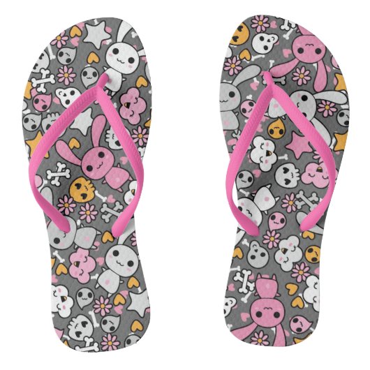 kawaii grijs patroon teenslippers (Voetbed)