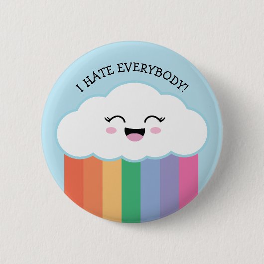 Kawaii Grmpy Cloud en Rainbows Ronde Button 5,7 Cm (Voorkant)