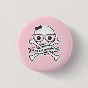 Kawaii Grunge Dead Inside Skull Ronde Button 3,2 Cm