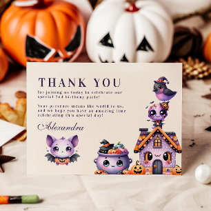 Kawaii Halloween 2e Verjaardag Spooky Schattigee P Bedankkaart