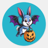 Kawaii Halloween Bat Bunny Ronde Sticker (Voorkant)