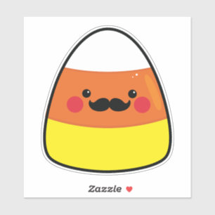 Kawaii Halloween Candy Corn met Mustache Sticker