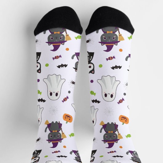Kawaii Halloween Cats and Ghosts Sokken (Top)