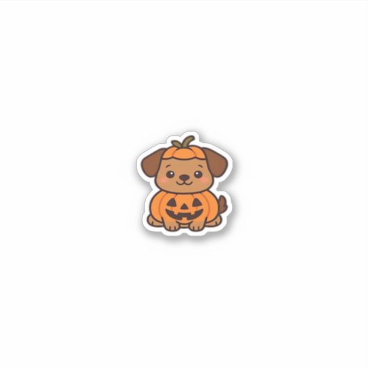 Kawaii Halloween Dog � Pumpkin Puppy Sticker Class (Voorkant)