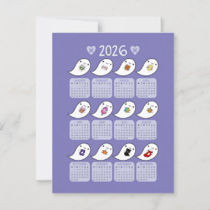 Kawaii Halloween Ghosts 2026 Kalender Briefkaart