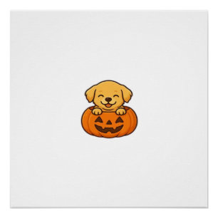 Kawaii Halloween-hond � Pompoen Puppystickers Doos Perfect Poster