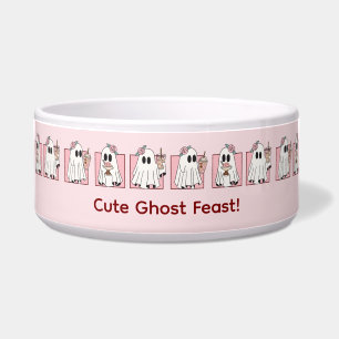 Kawaii Halloween huisdierenbak – Mooie roze geeste Voerbakje