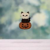 Kawaii Halloween Kat en pompoen Classic T-Shirt Acryl Bord (Neutraal)