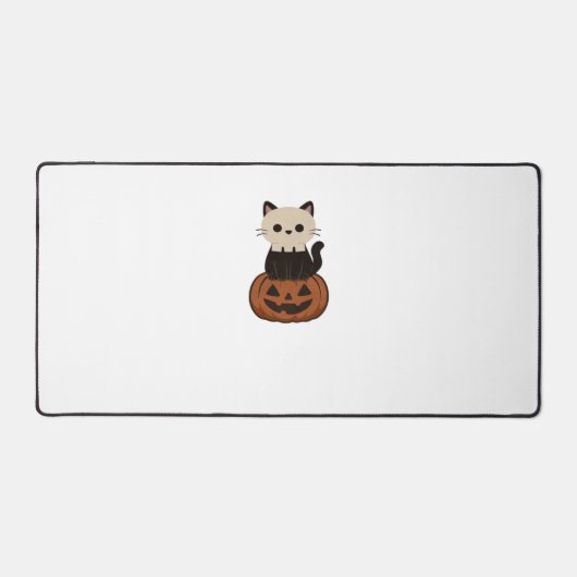 Kawaii Halloween Kat en pompoen Classic T-Shirt Bureaumat (Voorkant)