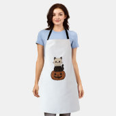 Kawaii Halloween Kat en pompoen Classic T-Shirt Schort (Gedragen)