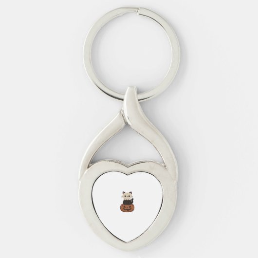 Kawaii Halloween Kat en pompoen Classic T-Shirt Sleutelhanger (Voorkant)
