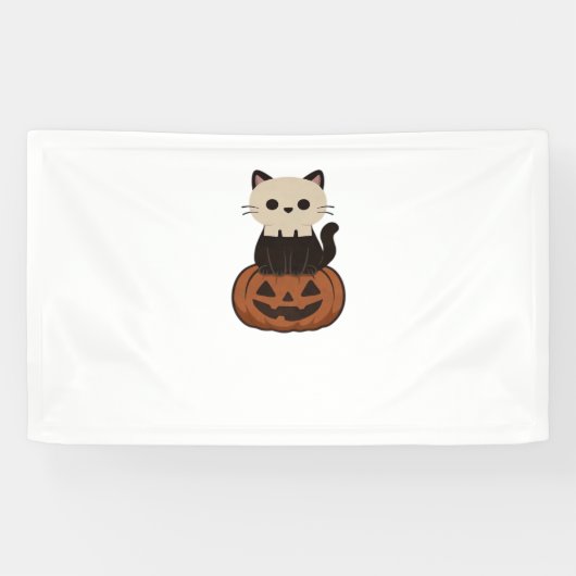 Kawaii Halloween Kat en pompoen Classic T-Shirt Spandoek (Horizontaal)