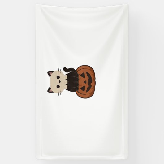 Kawaii Halloween Kat en pompoen Classic T-Shirt Spandoek (Verticaal)