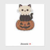 Kawaii Halloween Kat en pompoen Oversized T-Shirt Sticker (Vel)