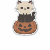 Kawaii Halloween Kat en pompoen Oversized T-Shirt Sticker (Voorkant)