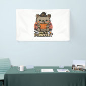 Kawaii Halloween kat met pompoen, Schattigee heks  Spandoek (Beurs)