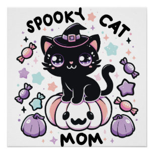 Kawaii Halloween Kat – Schattige Heksenkitty op Po Perfect Poster