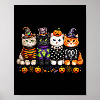 Kawaii Halloween kattenliefhebbers Schattige griez Poster