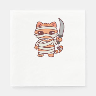 Kawaii Halloween Mummy Cat met Zwaard Classic T-Sh Servet